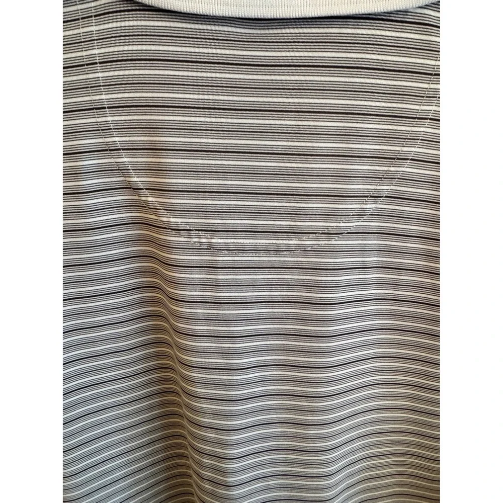 PGA Tour Mens L‎ G Striped Golf Polo Shirt Short Sleeve White Collar